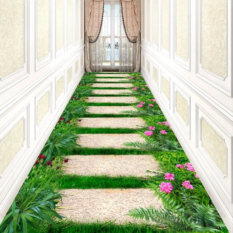Пасторальный цветочный лестничный ковер длинный коридор ковер домашний вход/Коврик для прихожей отель прохода ковры Свадебный Пол Коврик противоскользящий ковер - Цвет: Z49