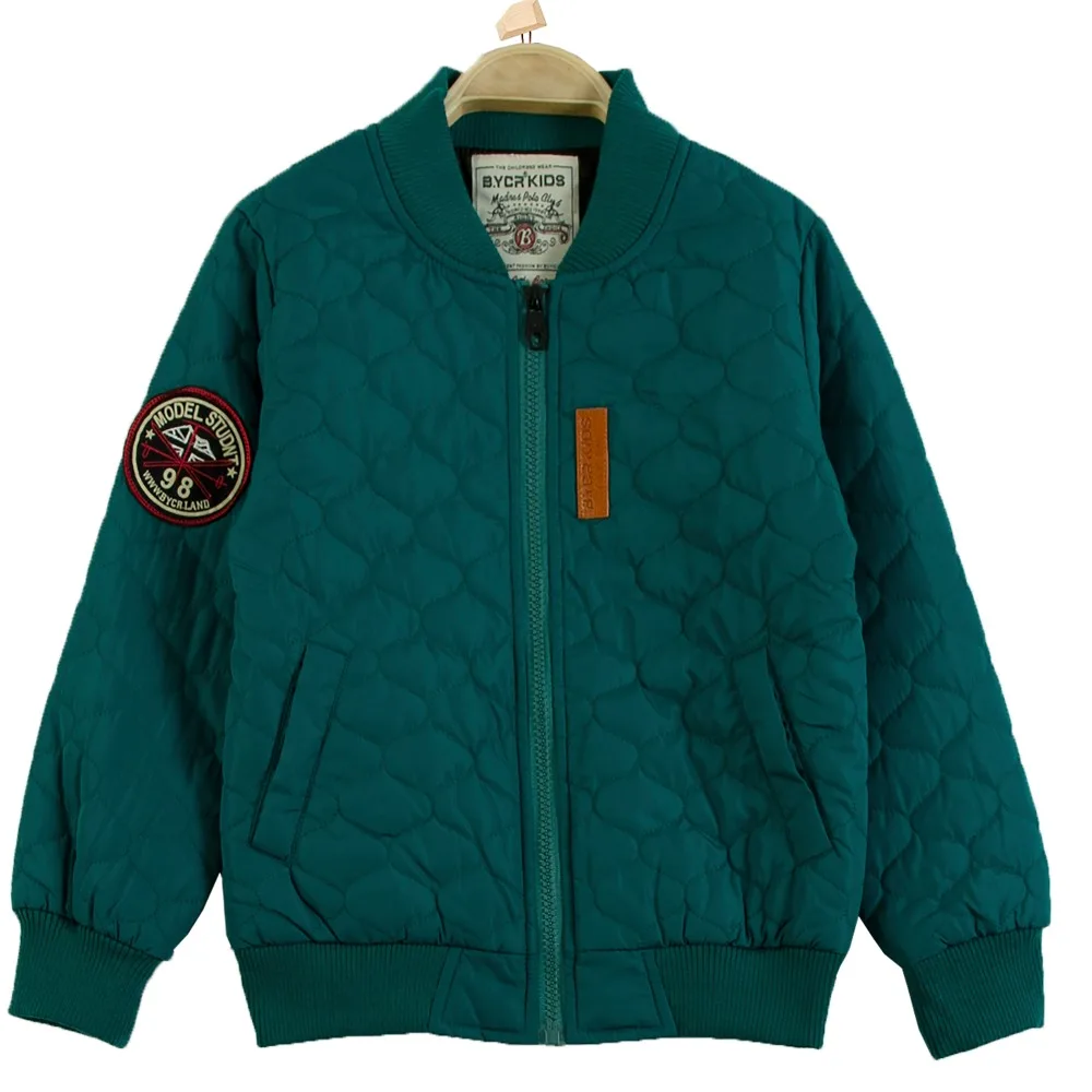 Padded Baseball Jackets for Teen Boys Grid Fabric Cotton Windproof Coat Embroidery Letter