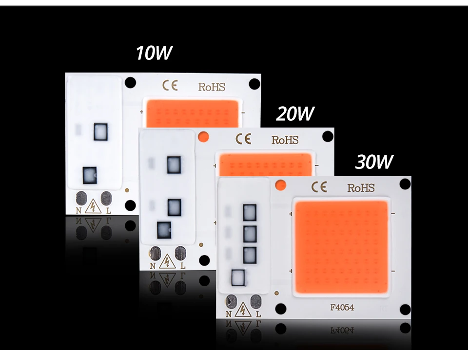 5 шт. COB светодиодный светильник для выращивания, чип, полный спектр, 380-780nm, лампа для выращивания растений в помещении, светильник для выращивания солнца, фактическая мощность 10 Вт, 20 Вт, 30 Вт, диодные лампы DIY