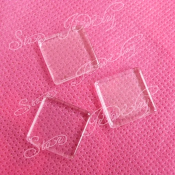 

50pcs--30mm/35mm-- flat square shape clear glass beads for pendant cabochon tray diy accessories--you can choose size