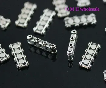 

OMH wholesale Free ship 18pcs tibetan silver 4 hole spacer beads Jewelry metal beads 17.5x6.5mm ZL155