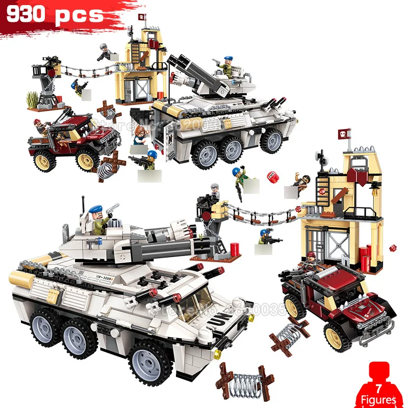 

Military Tank Armored Vehicle Figures Attack Base Building Blocks Assemble World War 2 Weapons Set Gift For Boy Toys YouZhengle