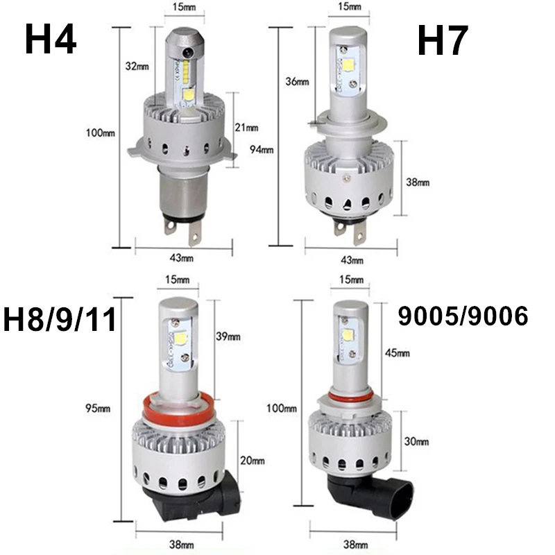 Светодиодный налобный фонарь YHKOMS H4 H7 H8 H9 H11 9005 HB3 9006 HB4 80 вт 8000 лм все в одном