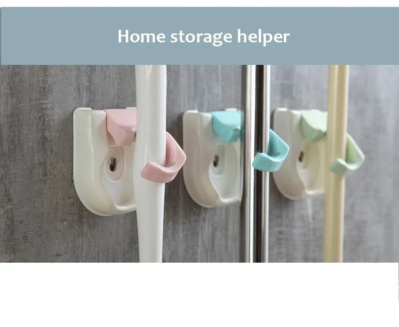 Wall Mounted Holder Kitchen Bathroom Storage Holder Organizer Mop Broom Rack Storage Holders Traceless Rack   (10)