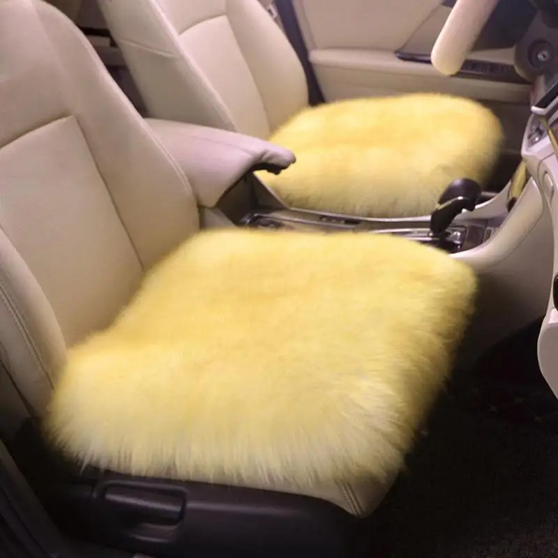 45*45 см Роскошный натуральный мех подлинный мягкий пушистый шерстяной овчина чехол для автокресла для автомобильного интерьера аксессуары подушка для сиденья