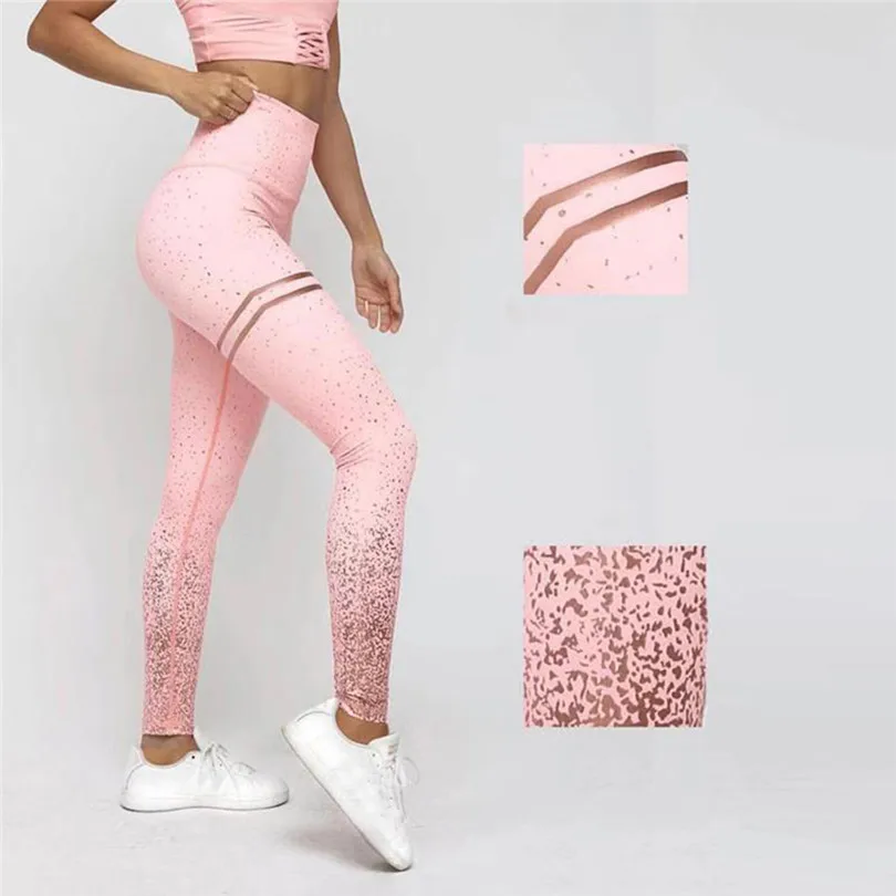 Yoga Pants Women Dots Leggings Fitness Sports Gym Running pink Yoga Pink Athletic Pants Full Length 2019 new #3m11 (12)
