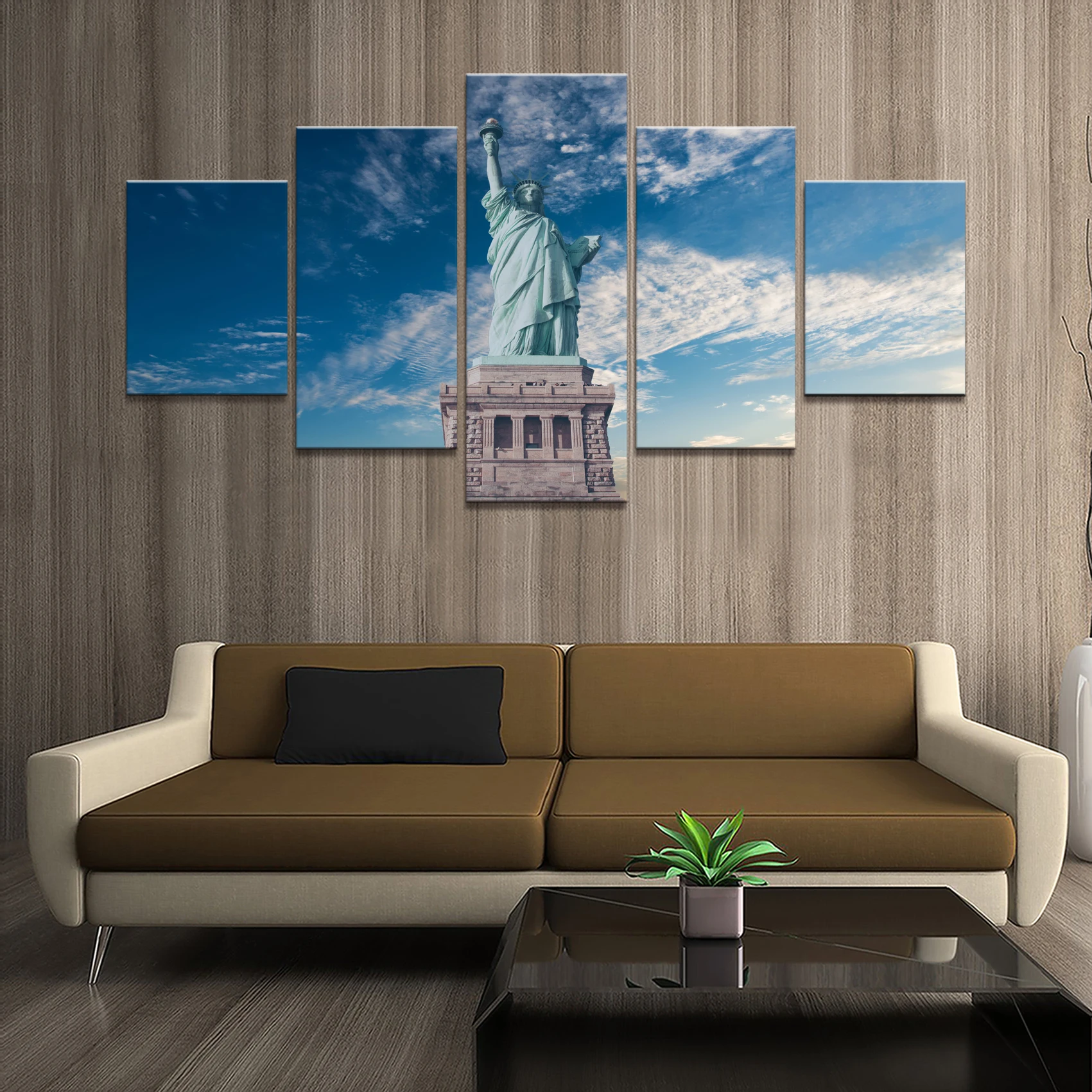 

Home Decor Poster Pictures Prints Canvas 5 Piece Modular Statue Of Liberty Scenery Living Room Decorative Painting Framed