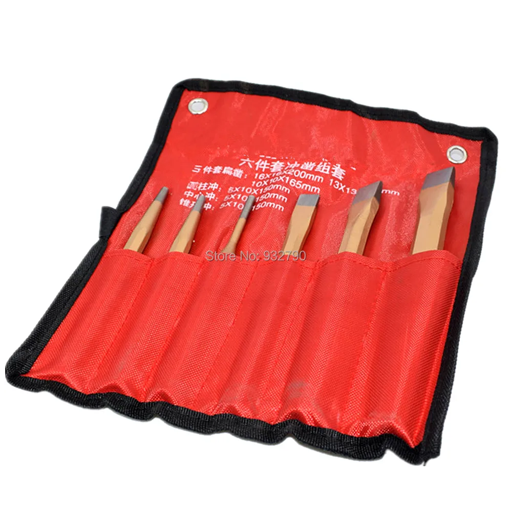 6pcs Mechanics Chisel & Punch Set CRV Pin Centre Taper Garage Cold