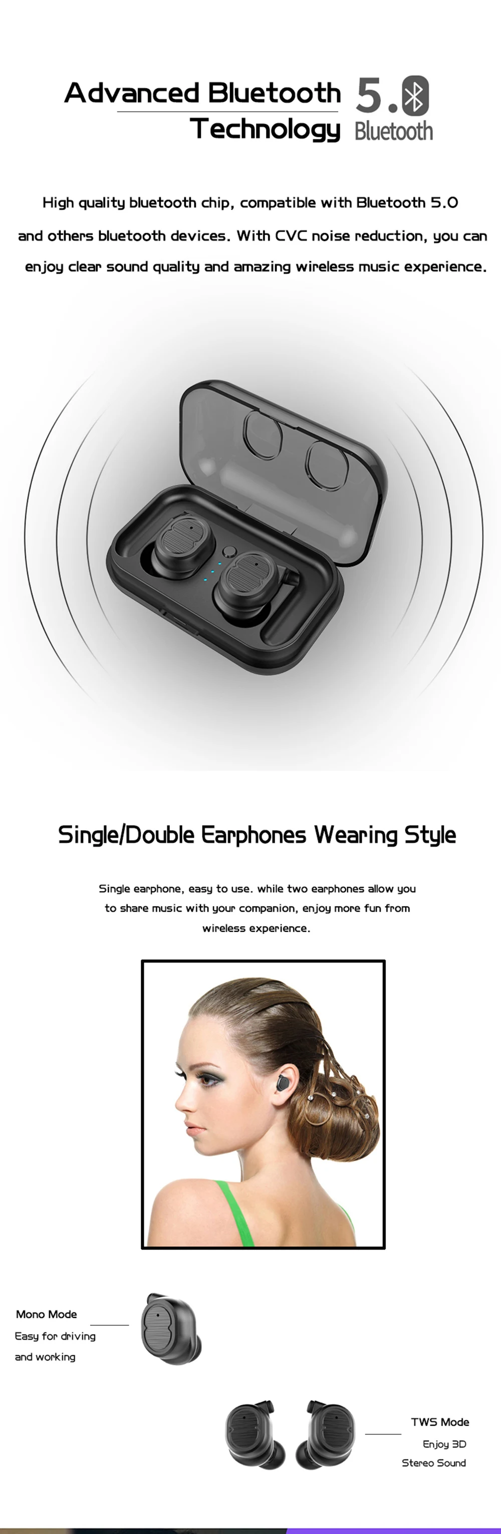 TWS Mini Wireless Bluetooth Earphones Bluetooth V5.0 HiFi Stereo Sound Headphones Headset IPX5 Waterproof Earbuds For All Phone (3)