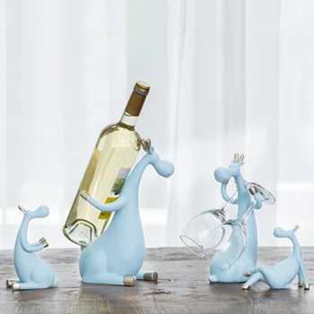 

European resin Red Wine Rack Bottle Holder creative Figurines Miniatures deer family Furnishing Articles for home wedding decor