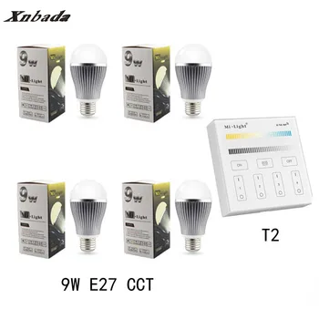 

MiLight Led Lamp 9W E27 CCT(CW/WW) Led bulb+T2 (110V/220V) Panel Remote Controller Led light AC85-265V Free shipping