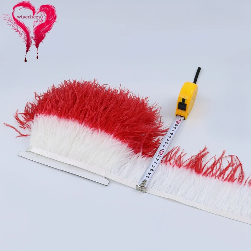 2 white and red ostrich trims 5