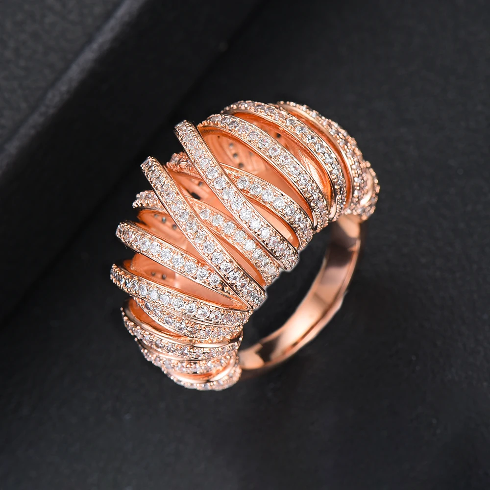 GODKI новые роскошные Крест линии CZ кубический циркон CZ кольца для женщин Свадебные обручальные Обручальные Дубай золотые кольца на палец