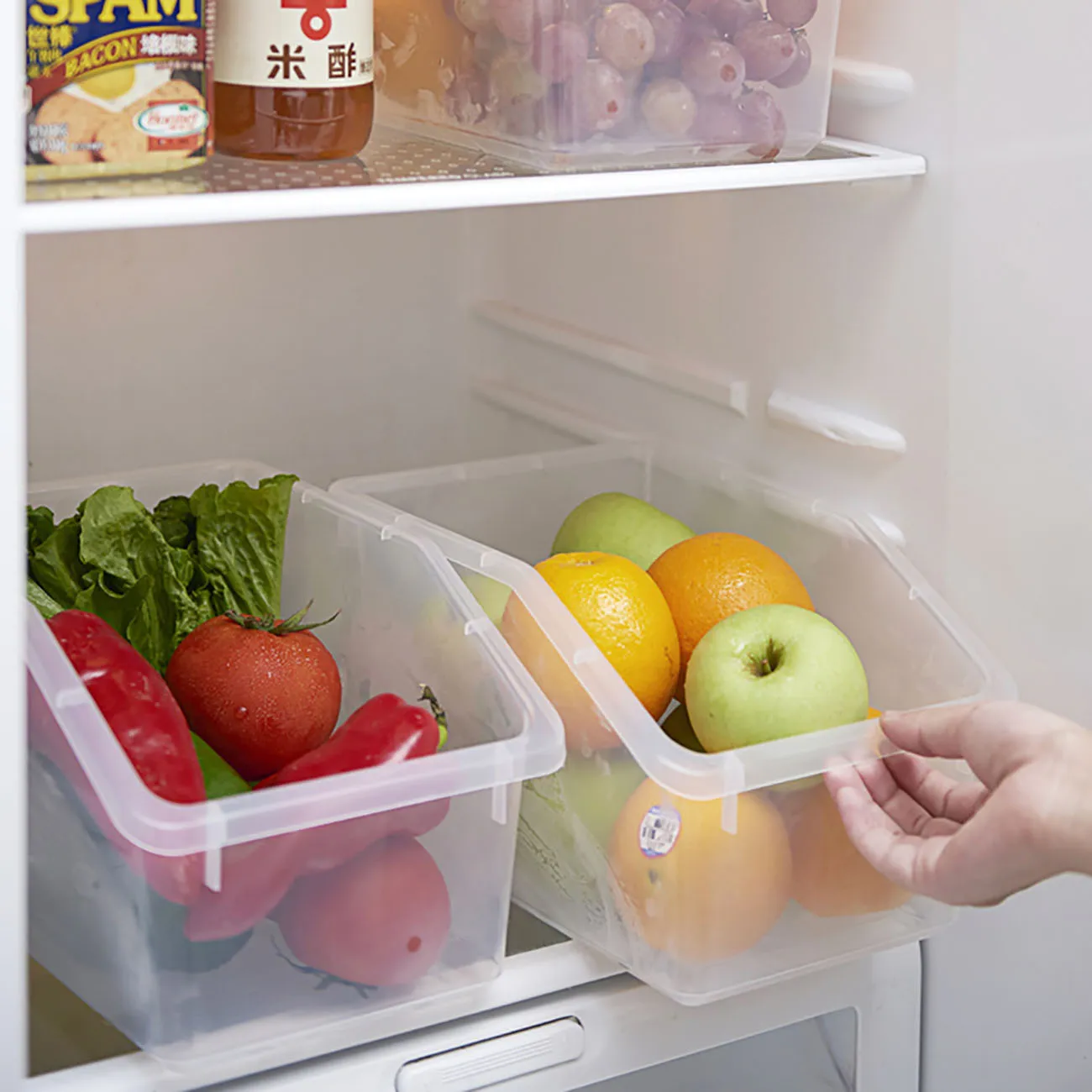 Large Transparent Kitchen Food Storage Containers Fruit Vegetables Storage Box Case Refrigerator Organizer Cereal Container
