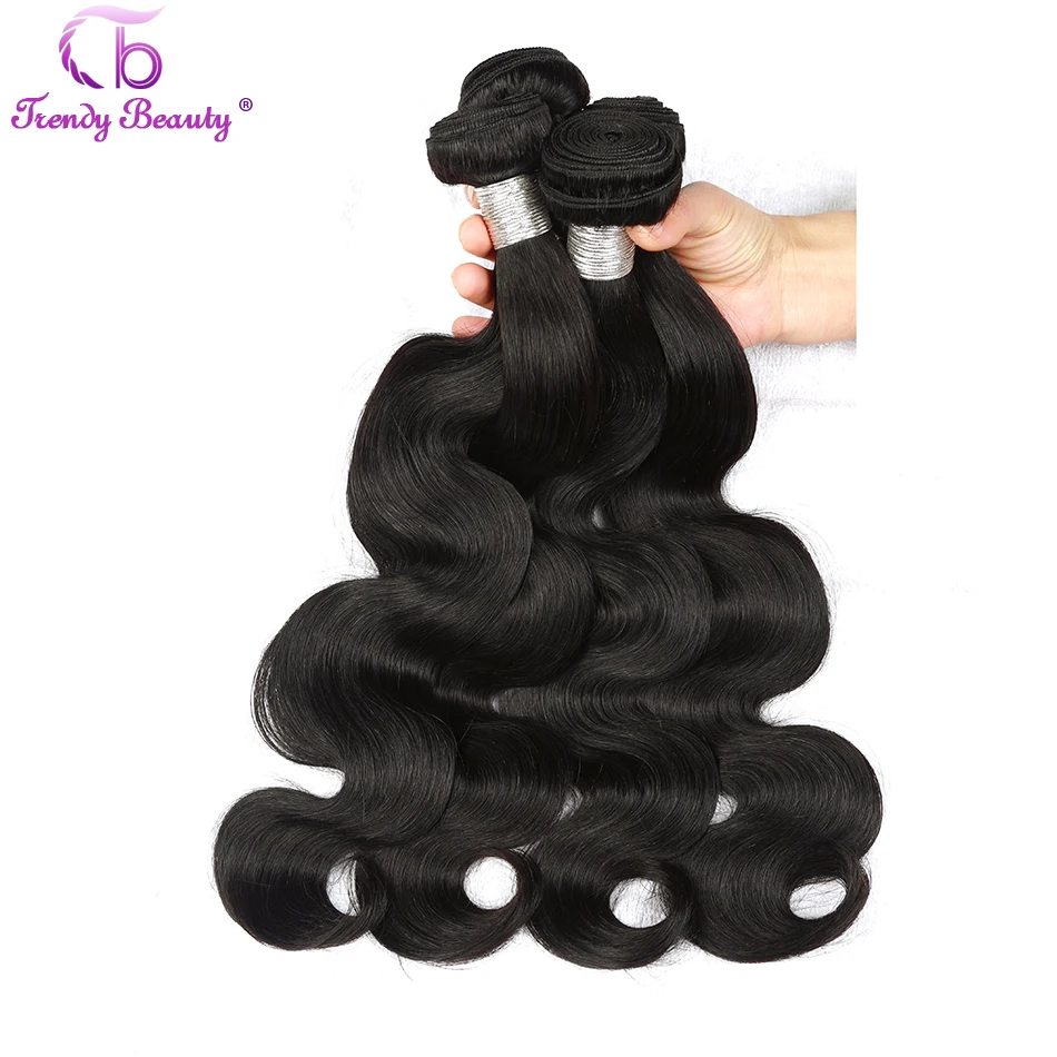 Trendy Beauty Hair Indian Body Wave Hair Natural Black 1B Indian Human Hair Weave Extensions Non Remy Hair Free Shipping body-wave