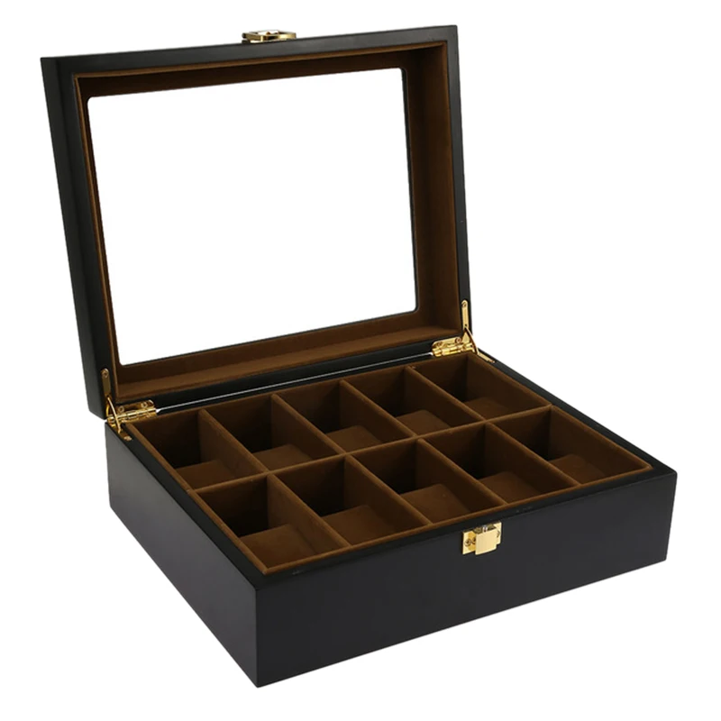 

10 Grids Wooden Watch Box Jewelry Display Storage Holder Organizer Watch Case Jewelry Dispay Watch Box