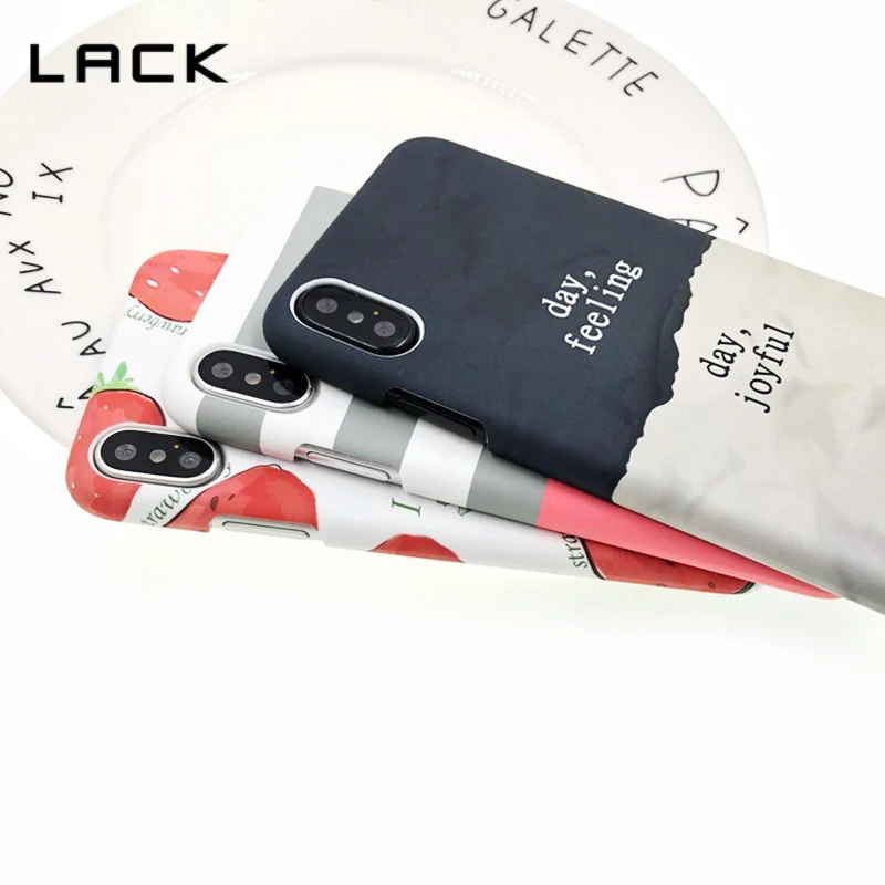 Модные чехлы для iphone X с надписью LACK Fashion матовый чехол в полоску рисунком фруктов