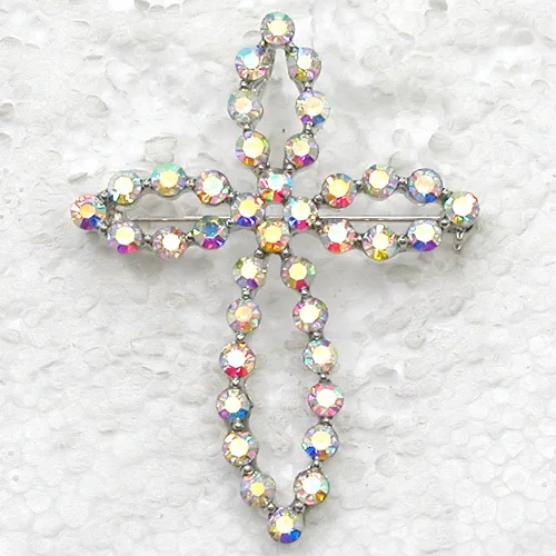 12pcs/lot Wholesale Fashion Brooch Rhinestone Cross Pin brooches & Pendant C101381in Brooches