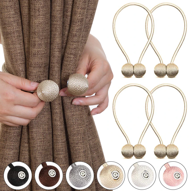 

1 PC Curtain Tiebacks Strong Magnetic Decorative Drapes Tie Backs Weave Rope Holdbacks Holders for Window Sheer Drapery Decor