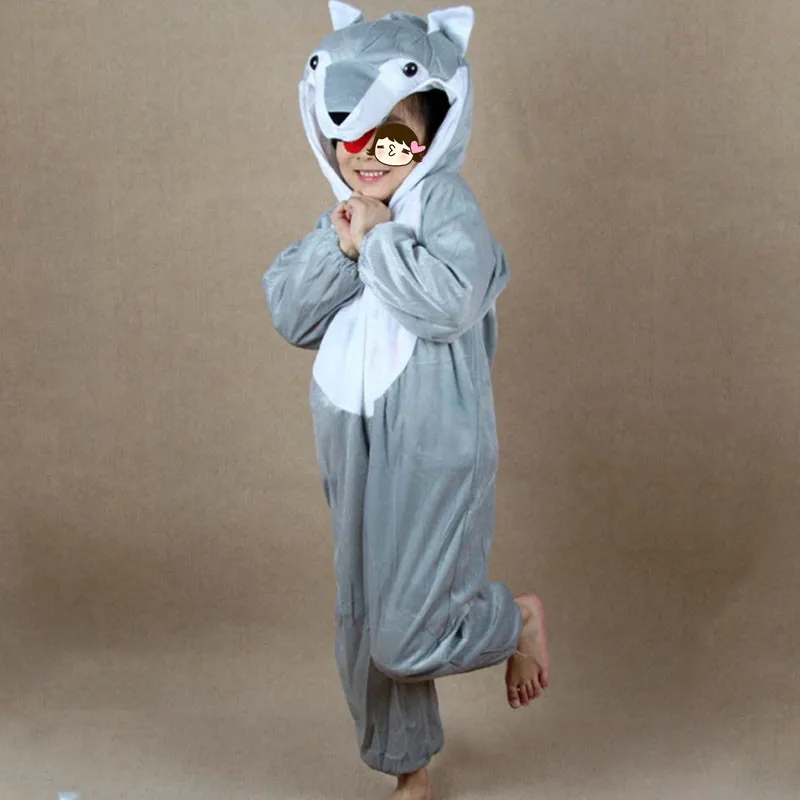 Party Children Animal Cosplay Costume Cartoon Grey Wolf Role Play Clothing Jumpsuits Boy Girls halloween costume for kids Party Children Animal Cosplay Costume Cartoon Grey Wolf Role Play Clothing Jumpsuits Boy Girls halloween costume for kids