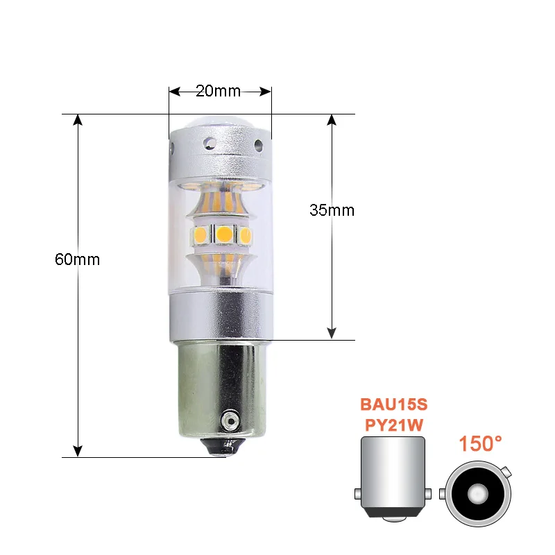 2*140 Вт янтарно-желтый BAU15S 7507 PY21W 1156PY 12 В светодиодный светильник с отражателем зеркальный дизайн для автомобиля Передние указатели поворота 12 В