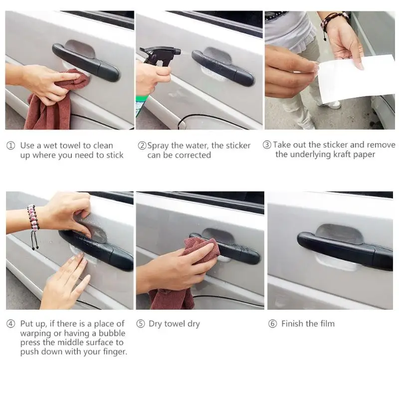 VOSAREA Car Door Handle Paint Scratch Protector Sticker Auto Door Handle Scratch Cover Guard Protective Film