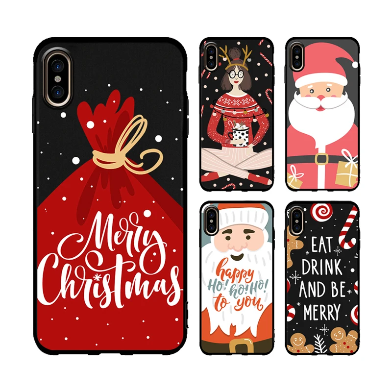 Goede KSTUCNE Kerst Patroon Cartoon Telefoon Case Voor iphone XR XS Max Kerstman Elanden Case Voor iphone 6 6 S 7 8 plus TPU Cover Coque