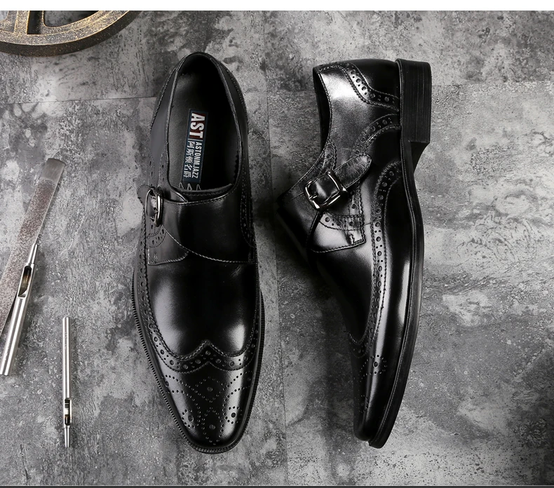 Men's Oxfords Shoes Leisure Casual Genuine Leather Wedding Dress Shoes For Men Business Brogues Shoes Moccasins Square Toe Shoes (15)