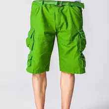 Высококачественные мужские армейские зеленые камуфляжные шорты Карго новые летние мужские брюки-карго из хлопка+ пояс