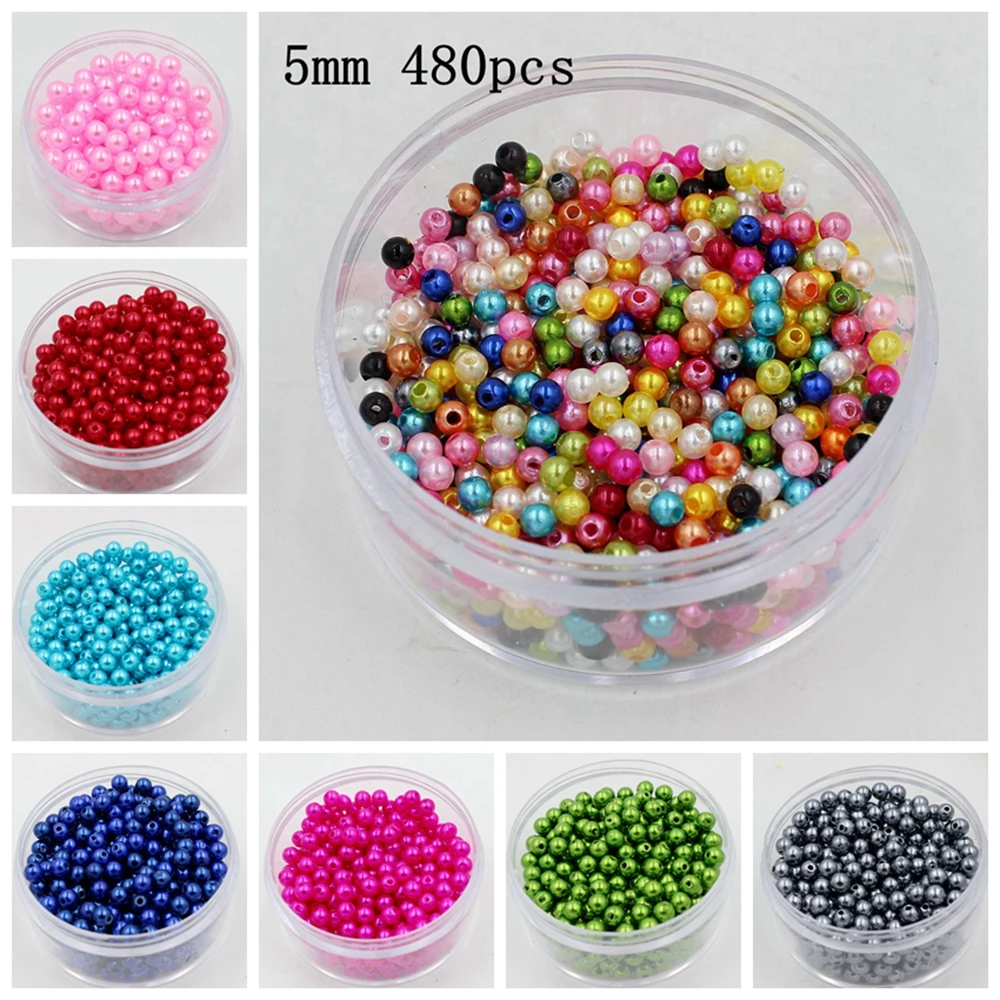 

Free Shipping 5mm 480pcs 20colors, ABS Imitation Pearl Round Plastic Beads, Making Jewelry Diy beads, Jewelry Handmade Necklace