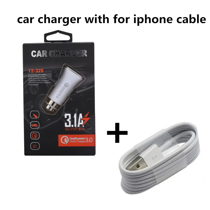Hopeboth QC3.0 5 V/3A USB быстрое автомобильное зарядное устройство 9 V/2A 12 V/1.5A алюминиевый корпус молоток безопасности+ для мобильных телефонов, планшетов 8pin USB для iph - Тип штекера: Charger with IOS