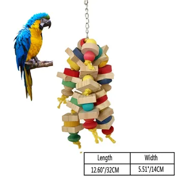 Arrival Wood Colorful Parrot Toys Chew Toy Pet Bird Toys Hanging Swing Cage Toys For Parrots Pet Bird Random Color 5