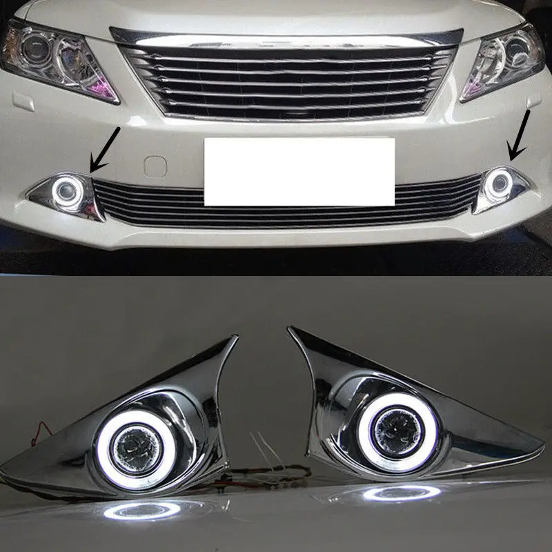 

For Toyota Camry 2011-2012 A Set White Angel Eyes + Fog Lamp + Grille + Lens