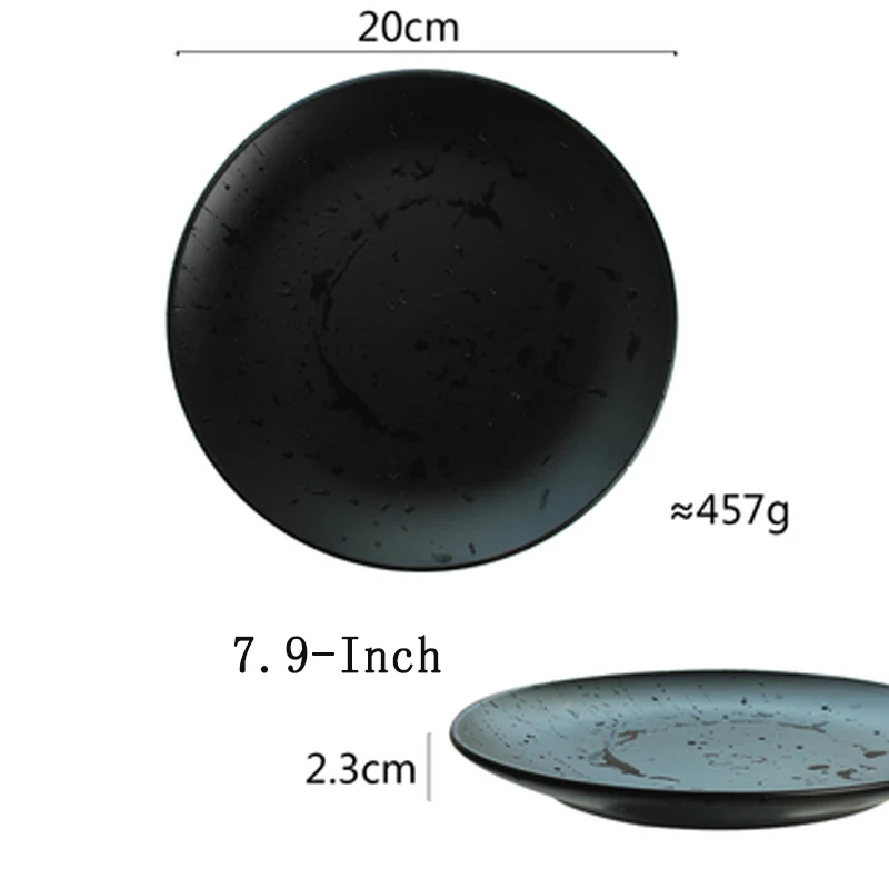 NIMITIME японская простая однотонная керамическая посуда черная домашняя посуда Западный комплект посуды для ресторана - Цвет: 7.9-Inch plate