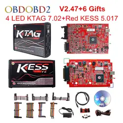 Интернет-V2.47 красный Kess V5.017 OBD2 менеджер Тюнинг Комплект ЕС KTAG V7.020 4 светодиодный Kess V2 5,017 программатор BDM K-TAG 7,020 ЭКЮ программист