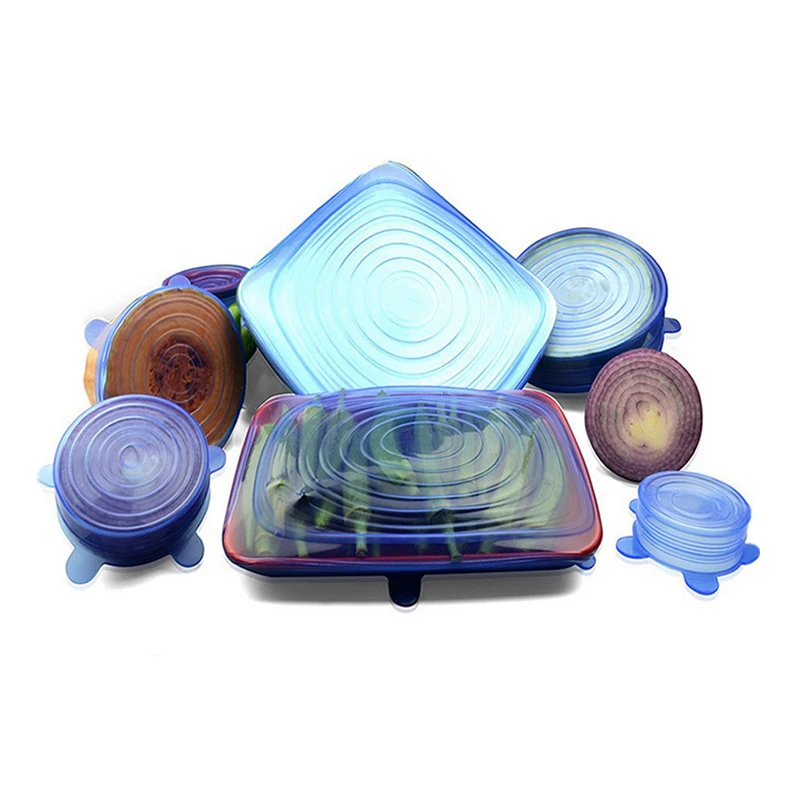

6pcs/set Stretch Silicone Film Food Wrap Lids Bowl Vegetable Keeping Covers Kitchen Storage Organization Accessories Supplies