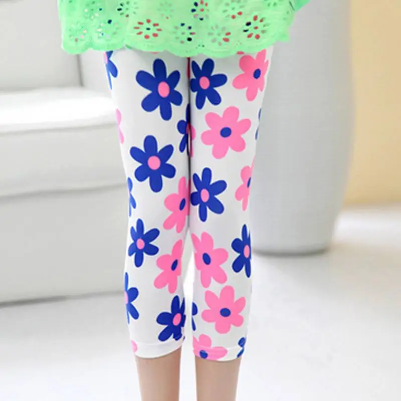 Модные весенне-осенние летние детские штаны с цветочным рисунком узкие брюки для девочек узкие брюки
