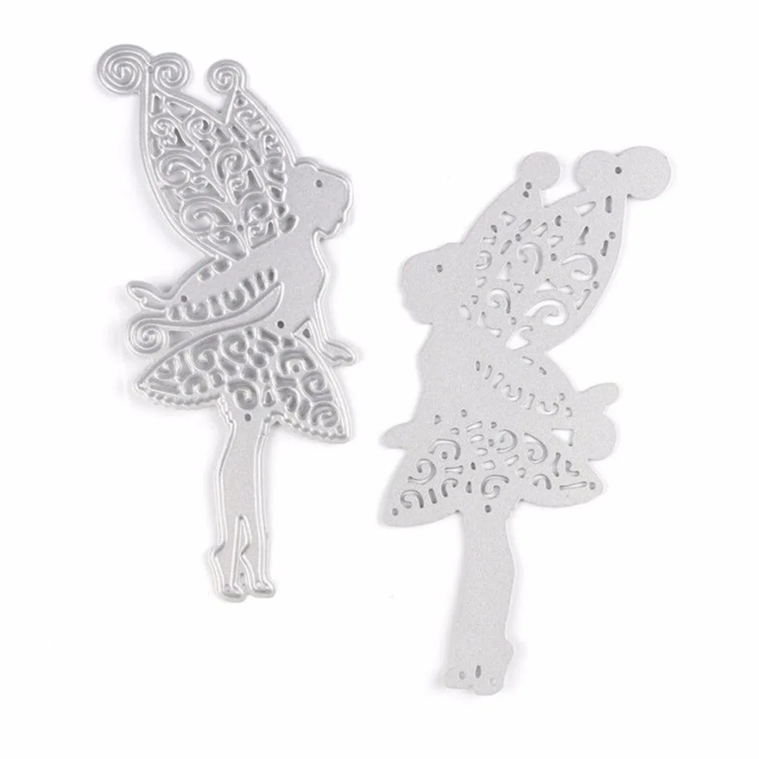 1Pc  Wing Flower Fairy Girl Cutting Dies Stencil DIY Scrapbooking Card Embossing