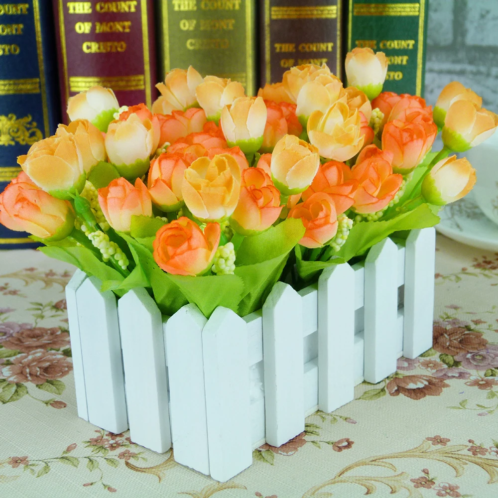 

Artificial Flower Assembled Wood Fence Basket Pots Home Wedding Patry Decor New