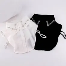 Элегантный женский полусвитер рубашка Поддельный Воротник хрустальные бусины со стразами Питер Пэн ложный съемный воротник шифон лацканы Блузка Топы