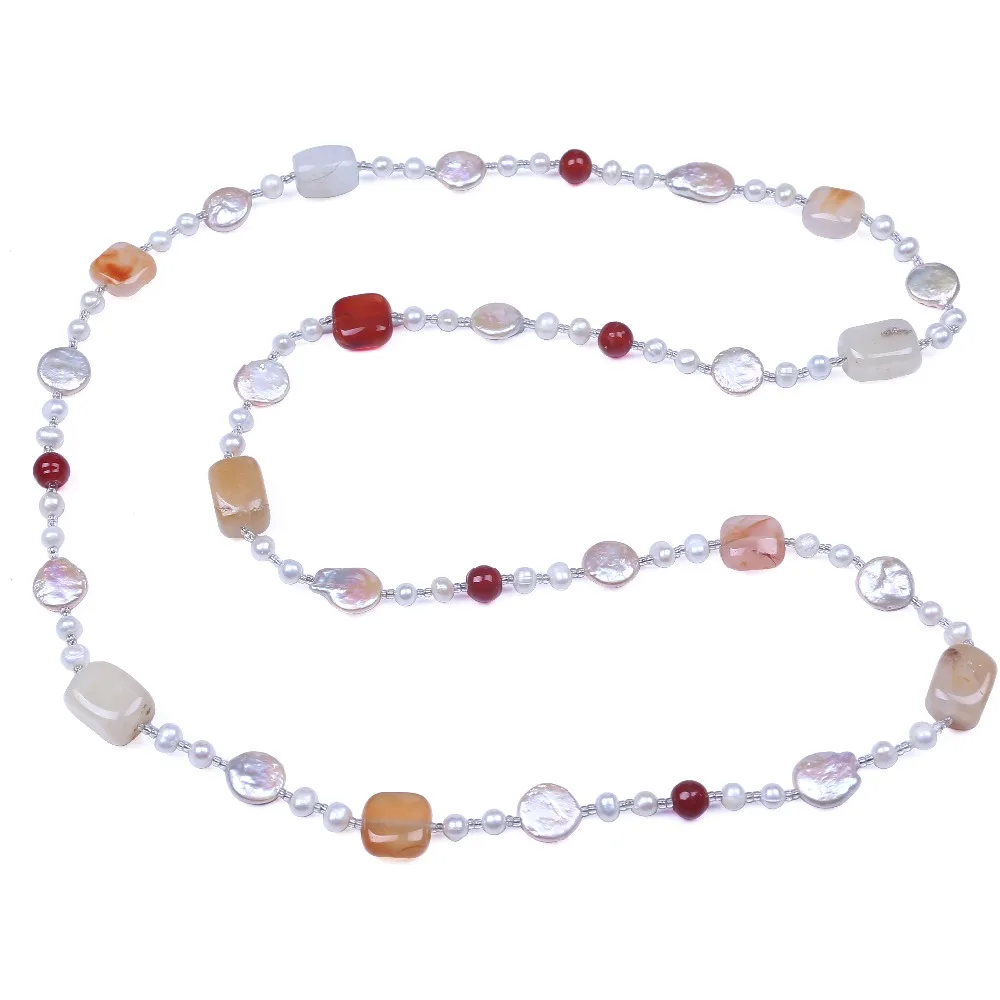 Bohemian geometric crystal&shell&glass necklace jewellery women long necklace blade & rope chain for party