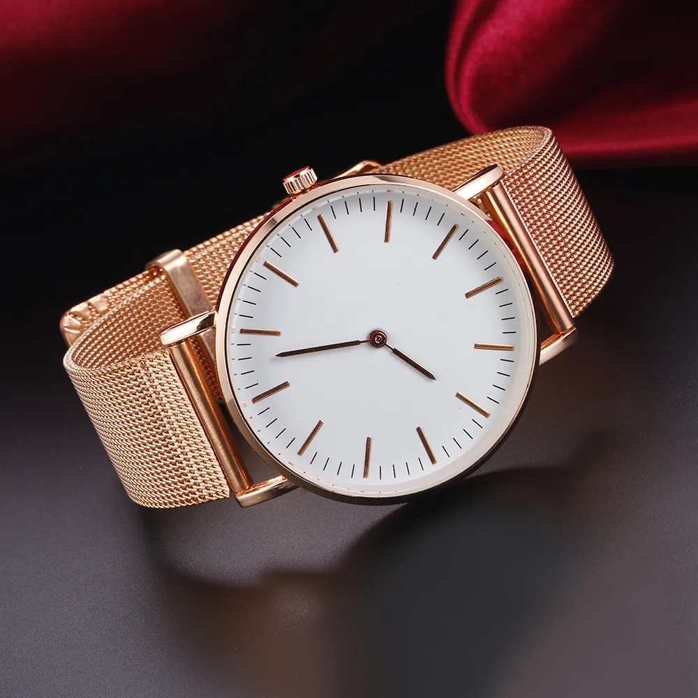 Dropshipping Fashion Ladies Silver Mesh Band Quartz Watch Women Metal