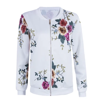 

New arrival Women Autumn Winter Coats Fashion Classic Floral print Jacket Long Sleeve Ladies vogue Clothes Outwear Zip Up ackets