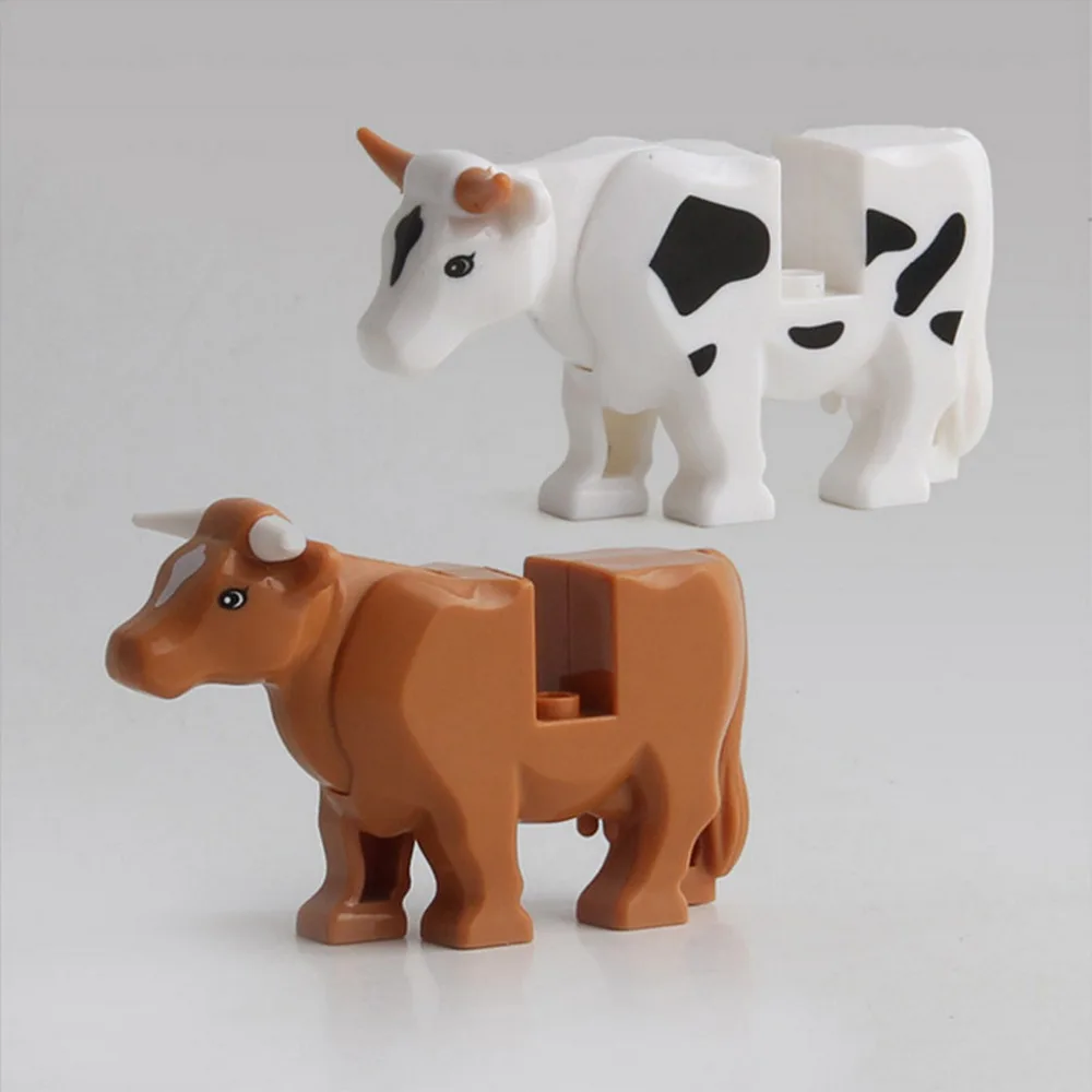 1pcs brick new animal cow cattle farm children education DIY building