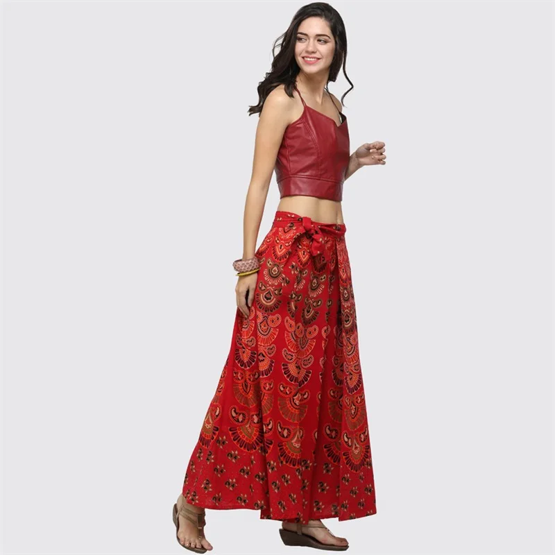 

New Vintage Long Skirt Thailand Peacock Print Women Skirts Ethnic Women Maxi Skirt Jupe Longue Casual Summer Autumn Faldas Saia