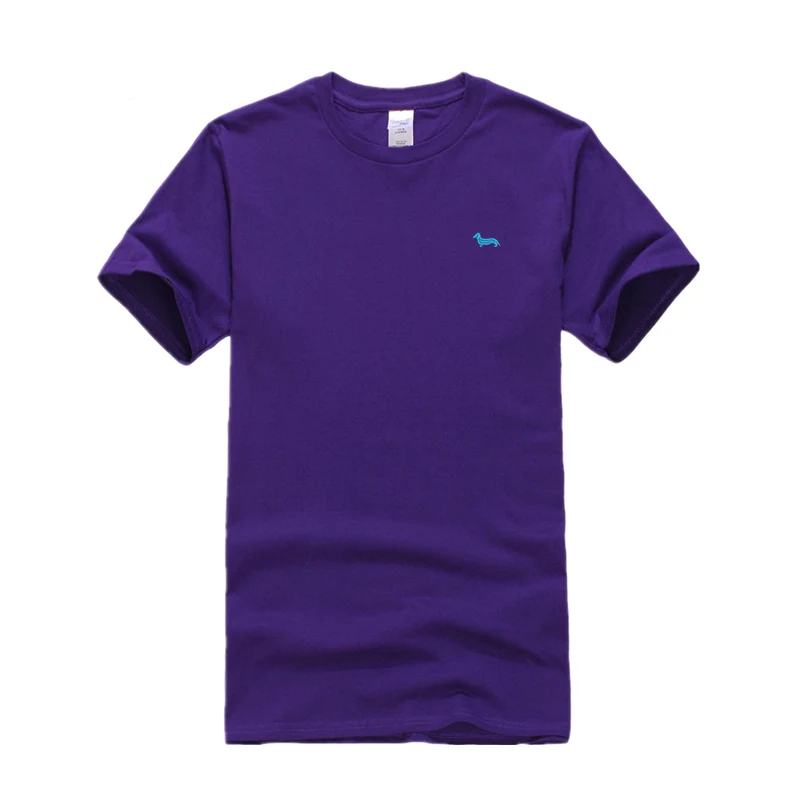 XS-XXXL, 27 цветов, новинка, летний топ, Повседневная футболка, хлопок, Мужская мягкая Однотонная футболка с коротким рукавом, топы с вышивкой, блуза - Цвет: 81C purple