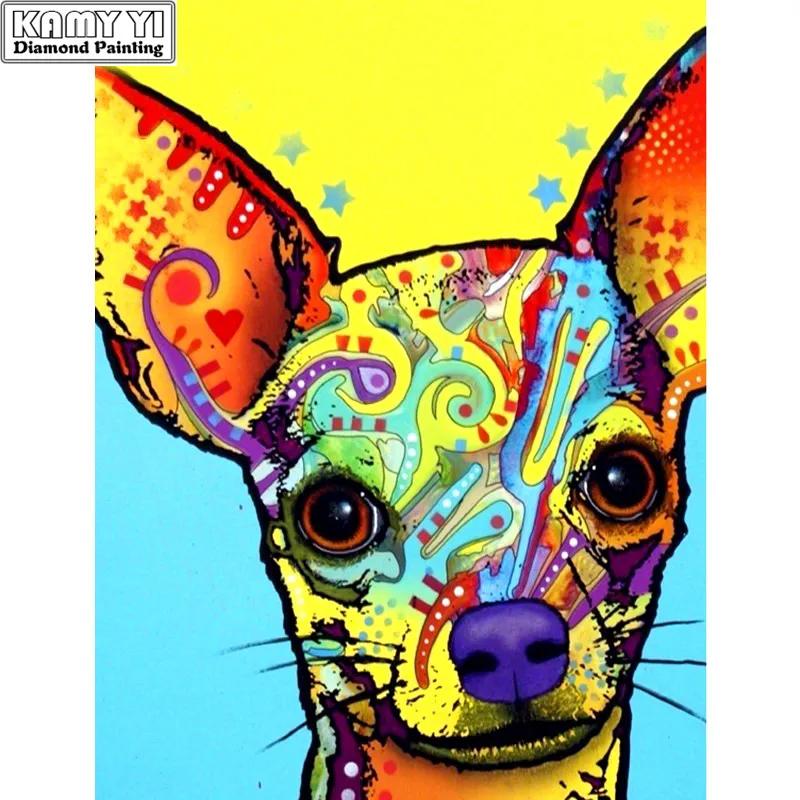 

5D DIY Full Square Diamond Painting Cross Stitch "Colorful puppy" 3D Diamond Embroidery Rhinestone Mosaic Home Decor Gift