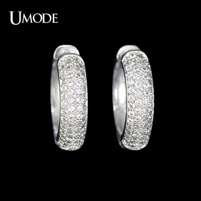 Umode крошечный циркон камни проложить на полукруглый обруч серьги UE0093|zircon hoop