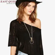 Сексуальная футболка с вырезом лодочкой с открытыми плечами Топы для женщин с открытой спиной кружева сексуальная открытая черная рубашка KK754 SX