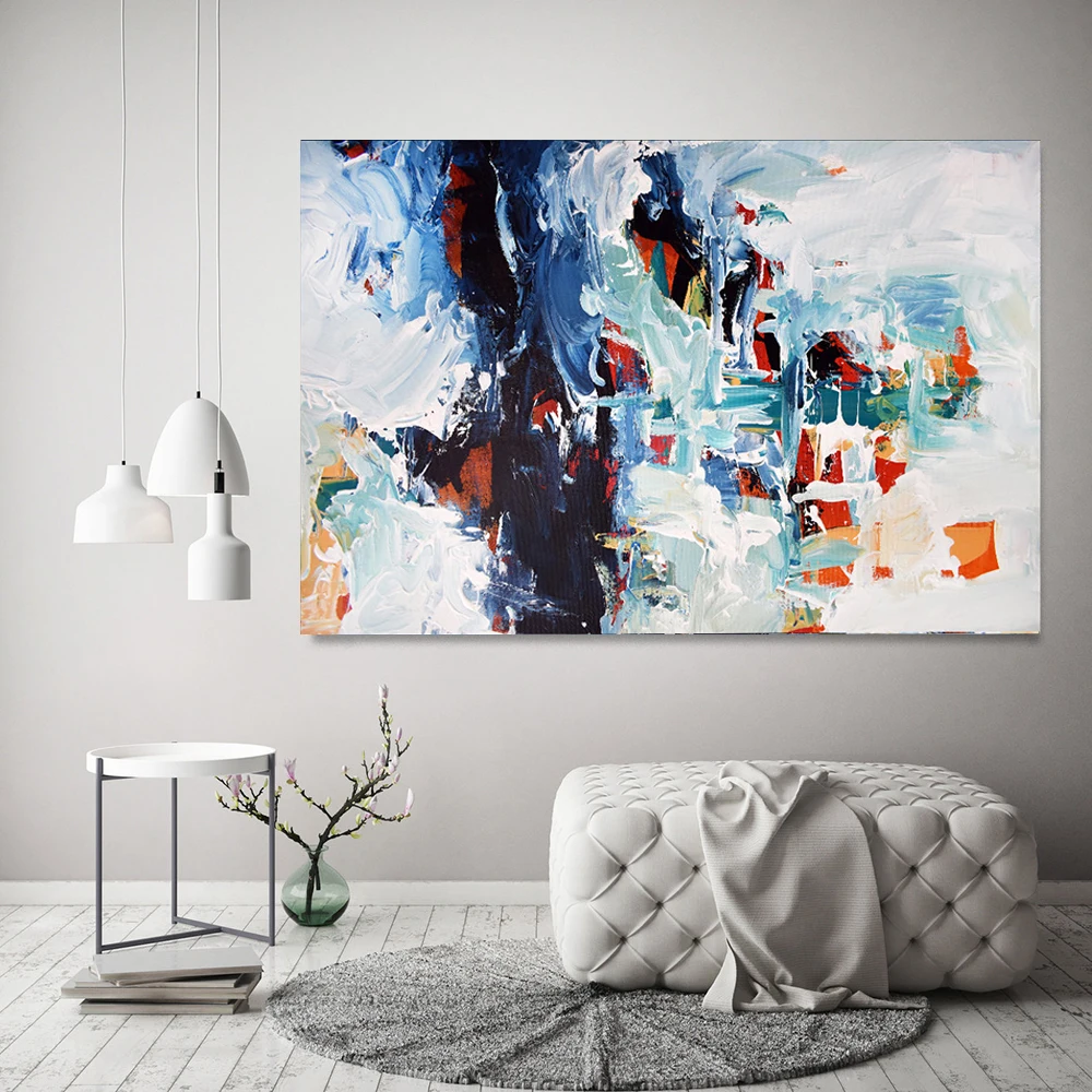 Grey and white Textured large abstract painting painting on canvas